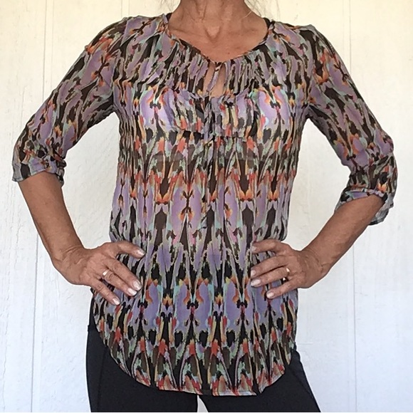 EXPRESS MULTI COLORED BLOUSE TOP XS - Picture 3 of 11